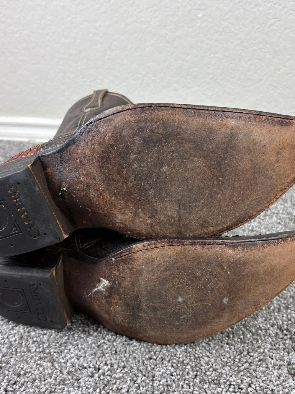 Cuadra Black Python And Leather Cowboy Boots Zipper Preowned 7.5 Men’s